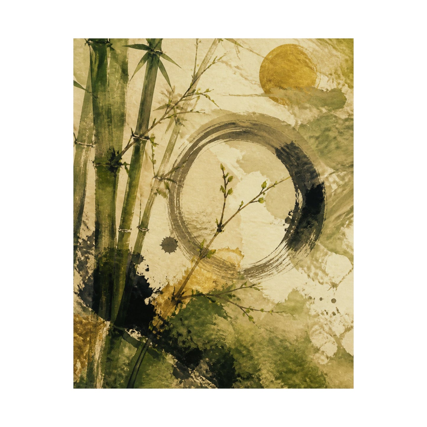 Spring Ink Brushstroke Sumi E Wall Art Print | Serene Decor