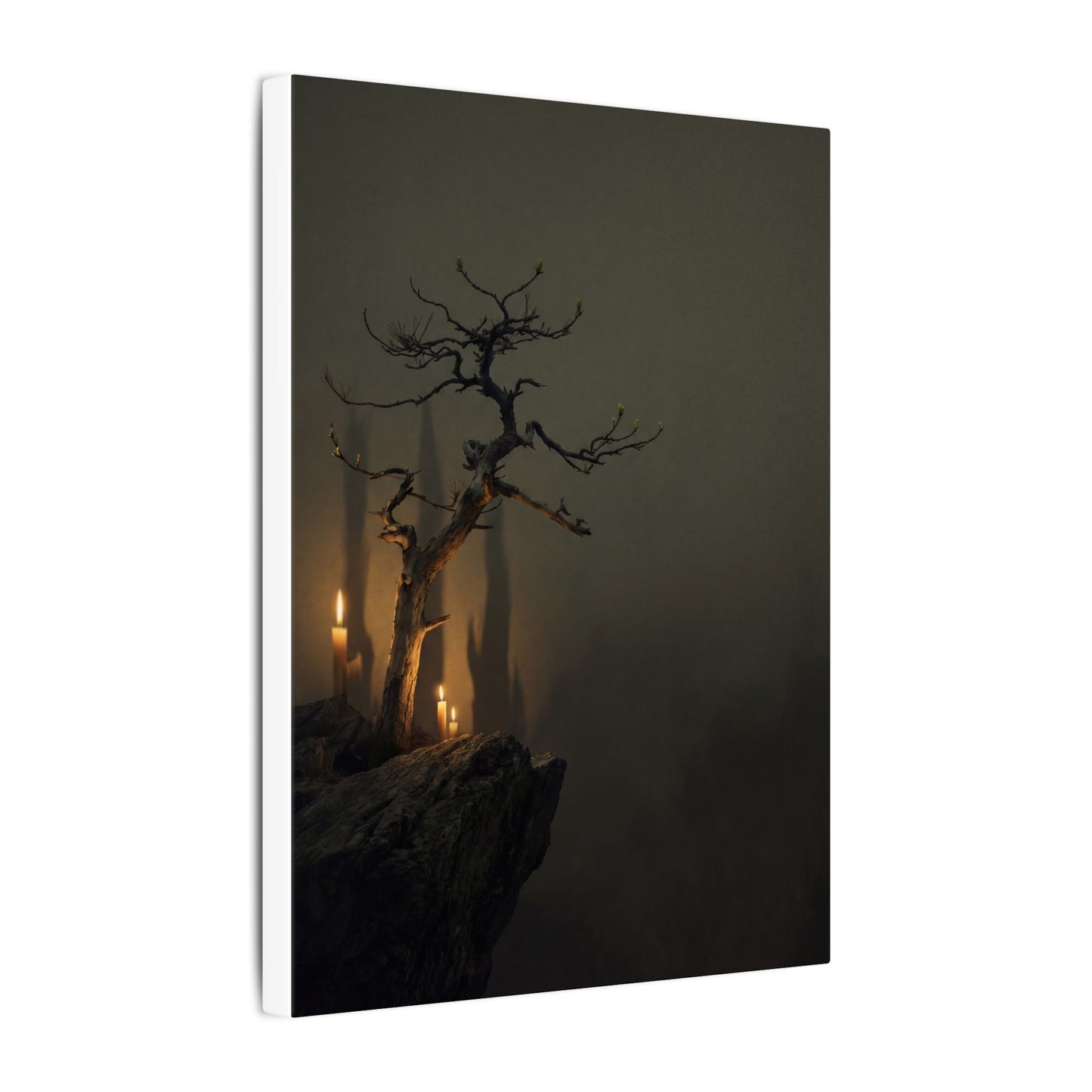 Ma Pine Tree Canvas Art - Dark Japandi Shadow Zen