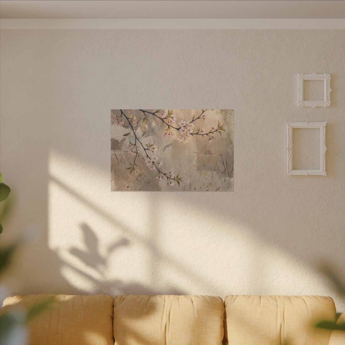 Summer Cherry Blossom Texture Canvas Art | Neutral Decor