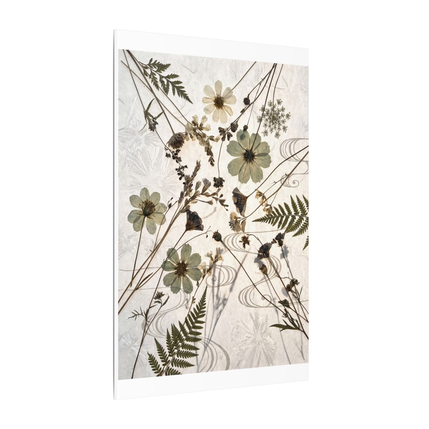 Japandi Dried Flowers in Golden Hour | Japanese Pattern Canvas Art