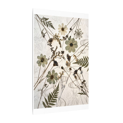 Japandi Dried Flowers in Golden Hour | Japanese Pattern Canvas Art