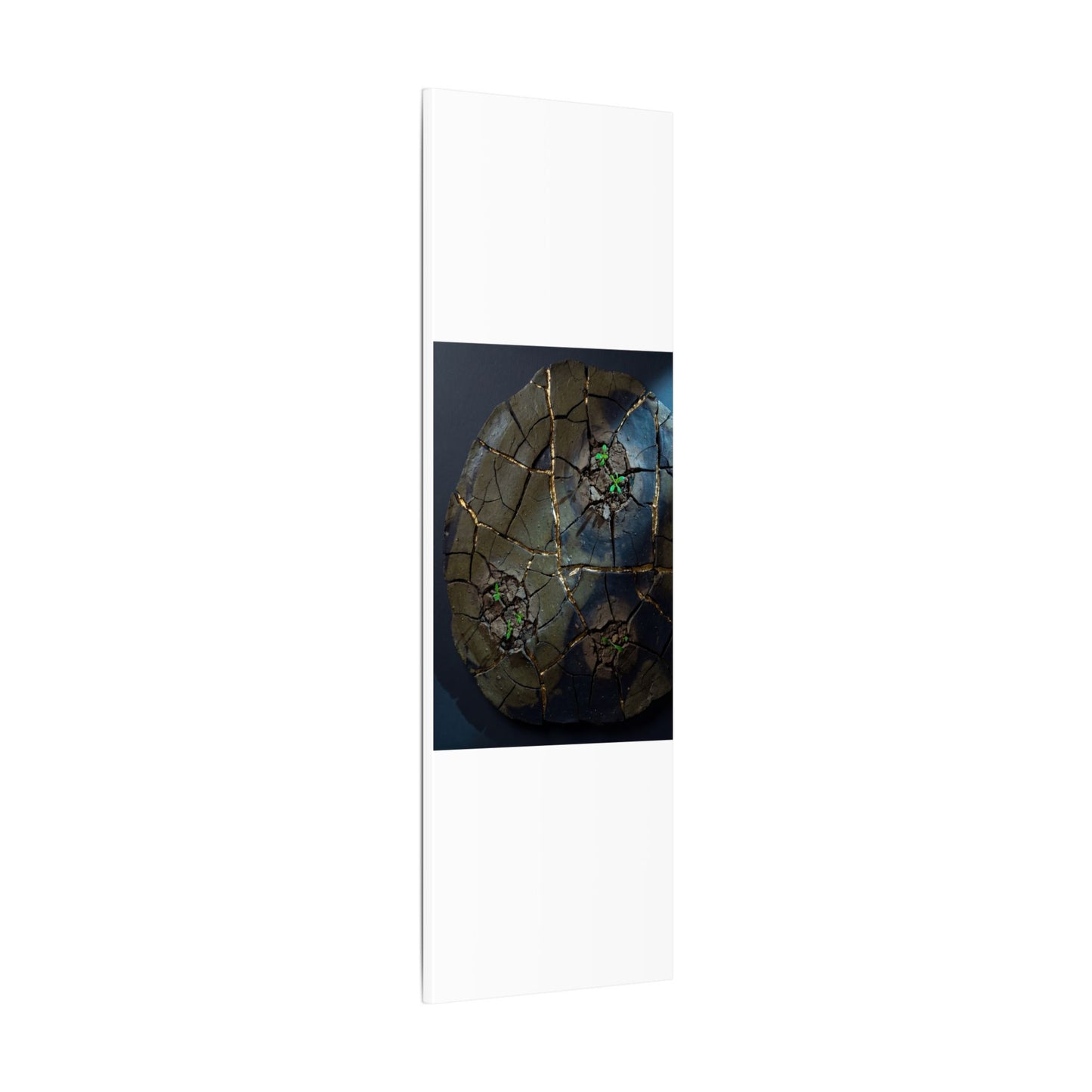 Dark Japandi Cracked Earth in Moonlight | Moody Minimal Canvas Art