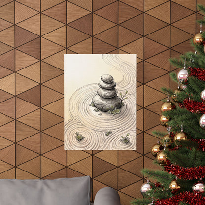 Ma River Stones Wall Art Print - Zen Karesansui