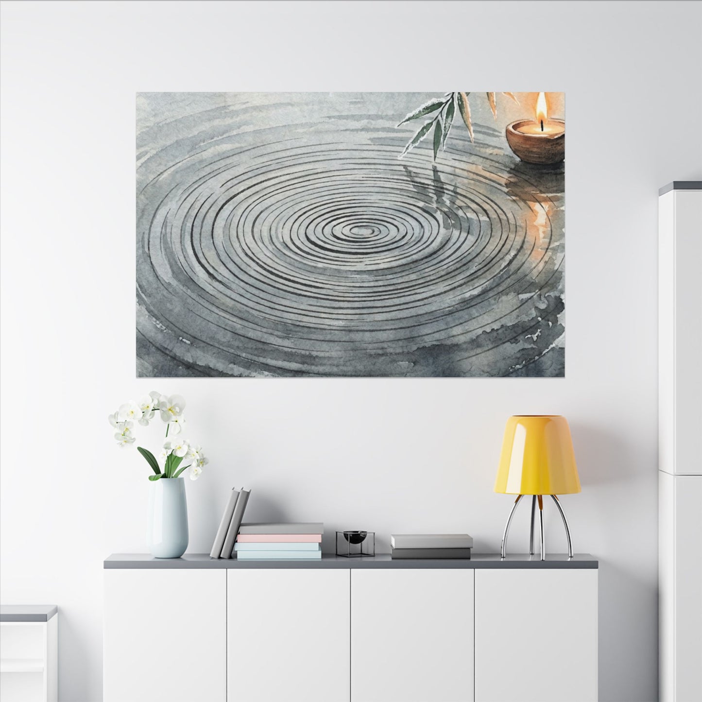 Water Ripple Sumi E Canvas Art | Calm Zen Art