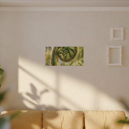 Japandi Fern Unfurling in Dappled | Watercolor Canvas Art