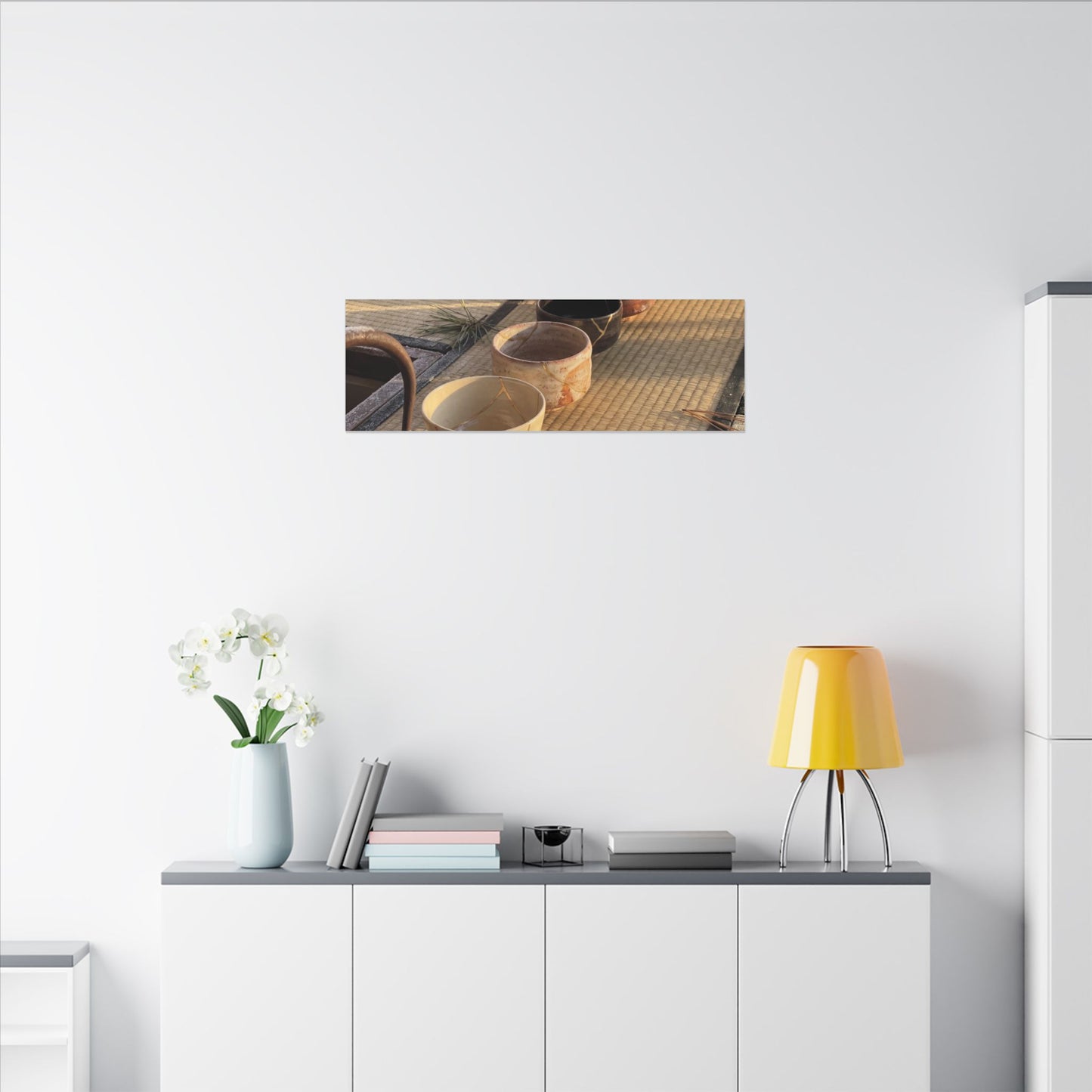 Kintsugi Tea Ceremony in Golden Hour | Gold Repair Canvas Art