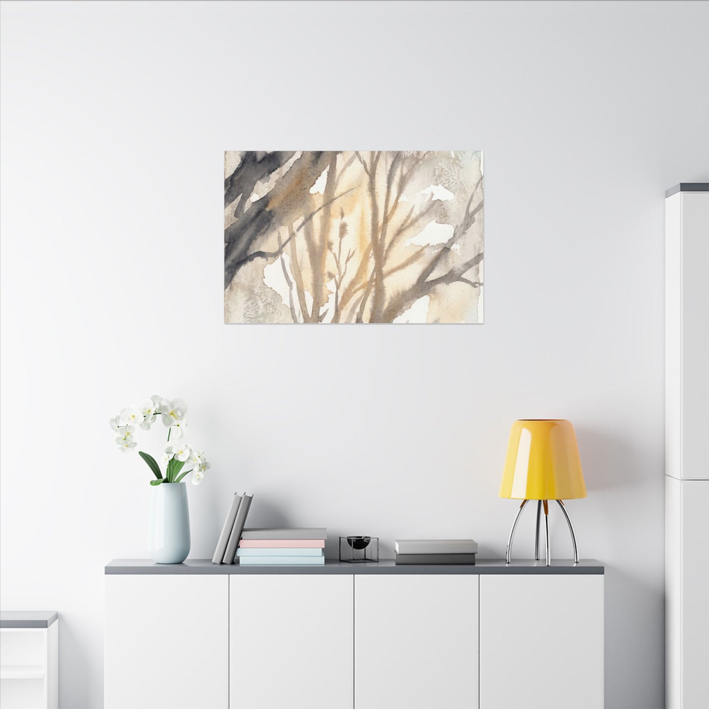 Ma Shadow Play Canvas Art - Japandi Watercolor