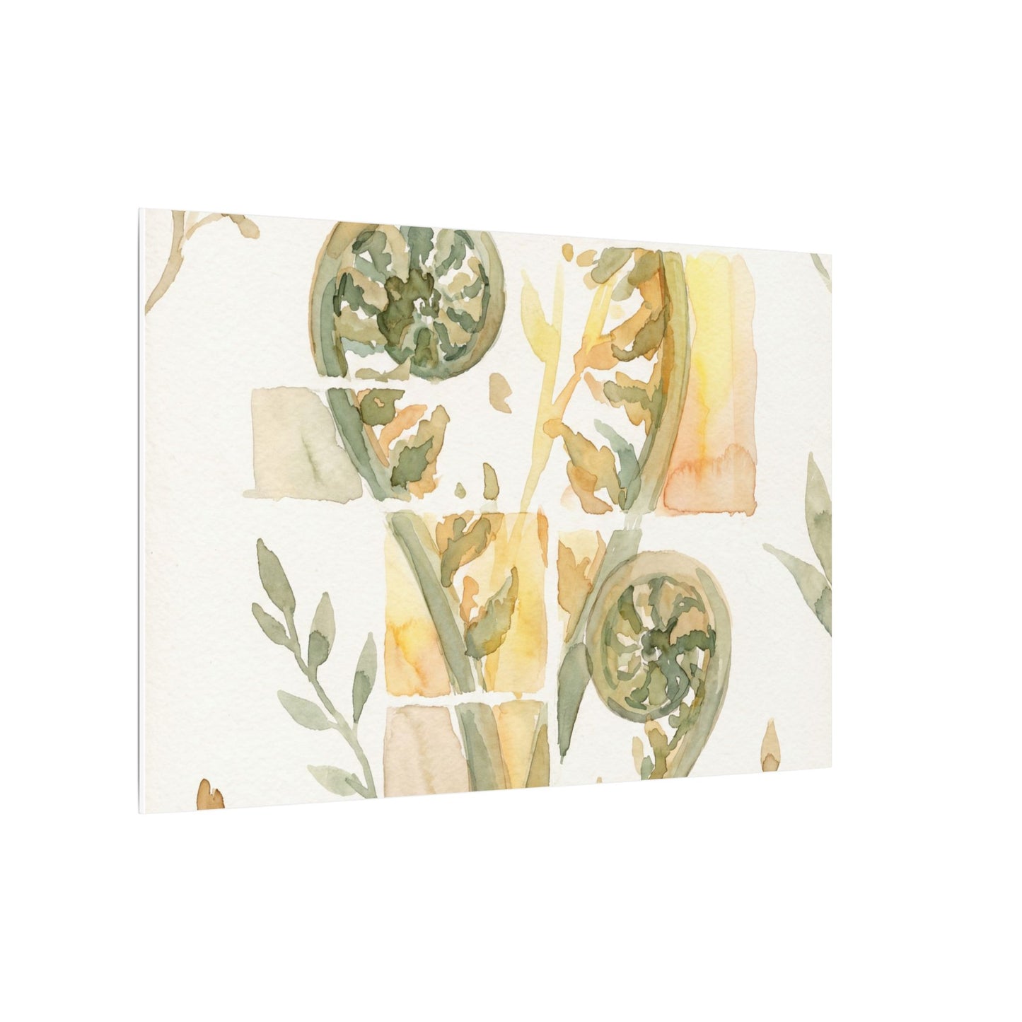 Earthy Fern Unfurling Canvas Art - Watercolor Japandi