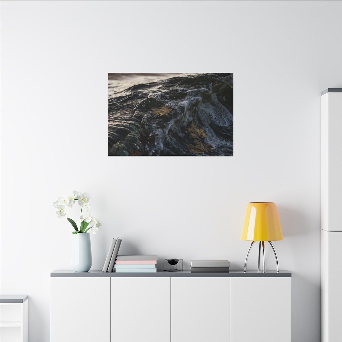 Dark Japandi Ocean Wave in Dawn | Moody Minimal Canvas Art