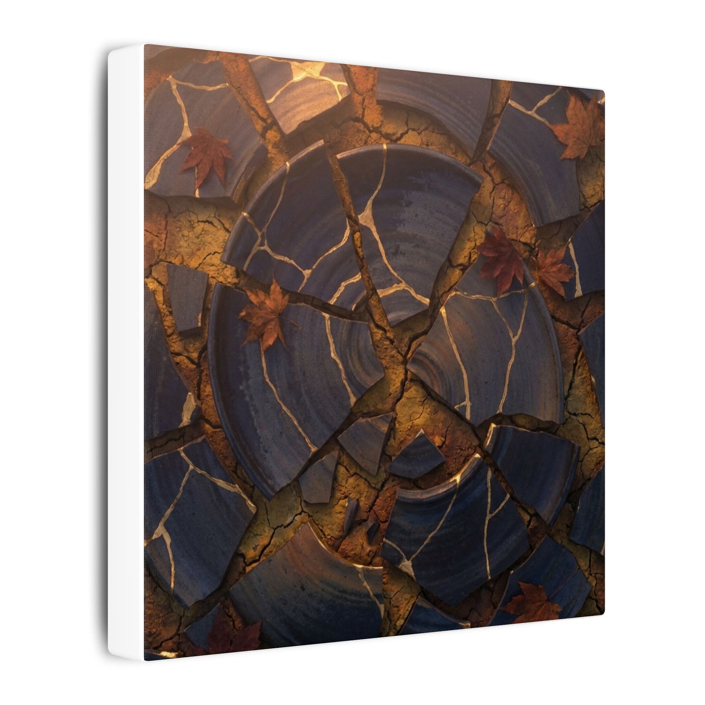 Autumn Cracked Earth Gold Repair Canvas Art | Philosophical Decor