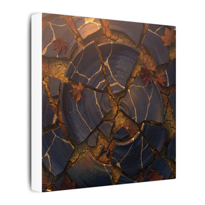 Autumn Cracked Earth Gold Repair Canvas Art | Philosophical Decor
