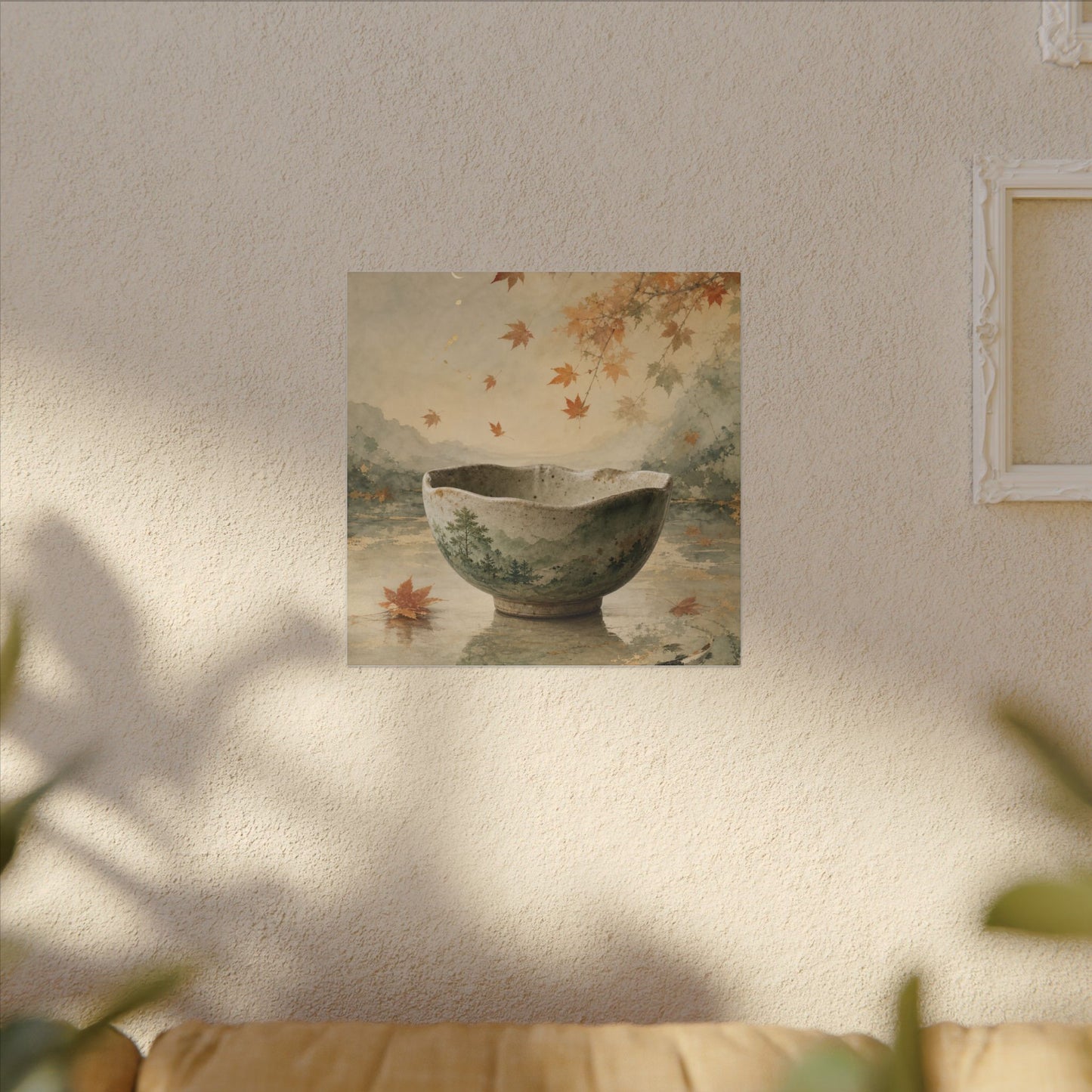 Autumn Ceramic Bowl Watercolor Canvas Art | Cozy Decor