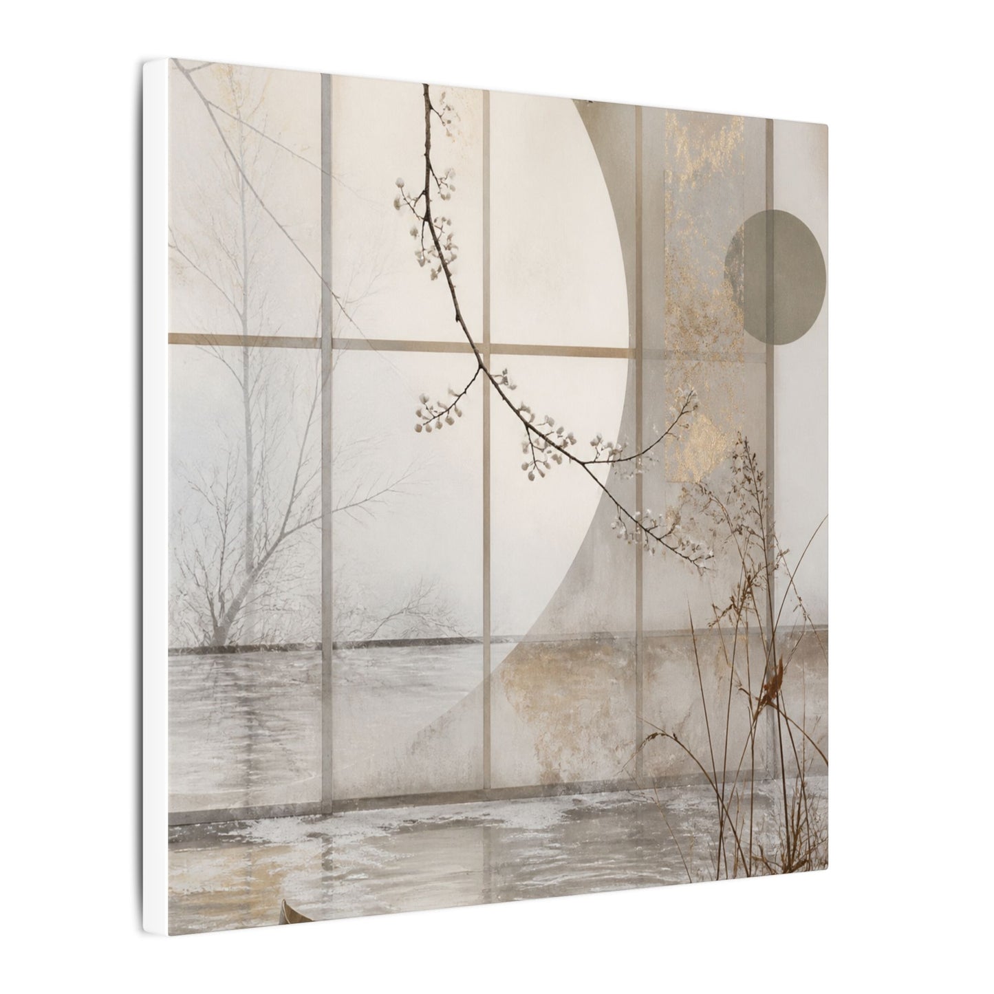 Winter Shoji Screen Japanese Pattern Canvas Art | Elegant Decor