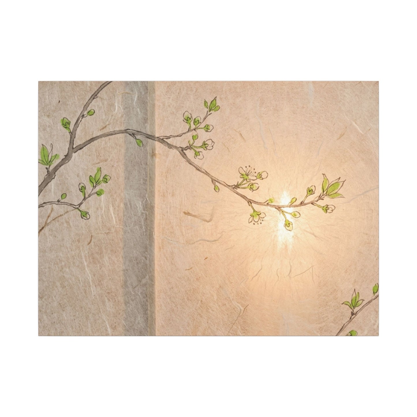 Warm Shoji Screen Canvas Art - Minimal Line Japandi Art Print