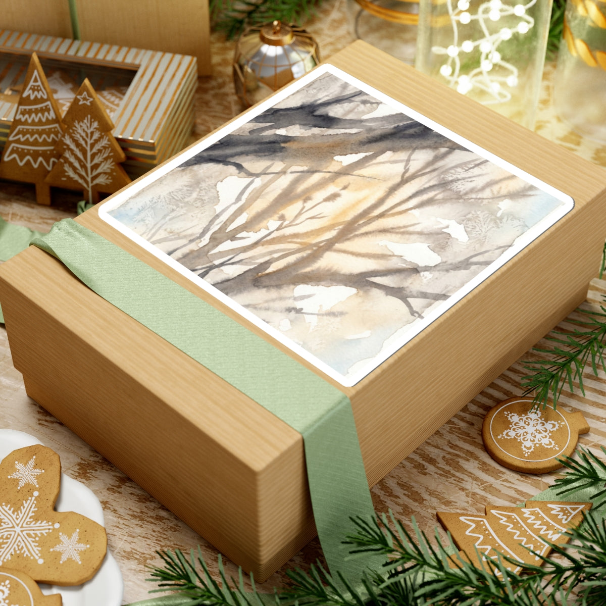 Elegant Shadow Play Sticker - Watercolor Japandi