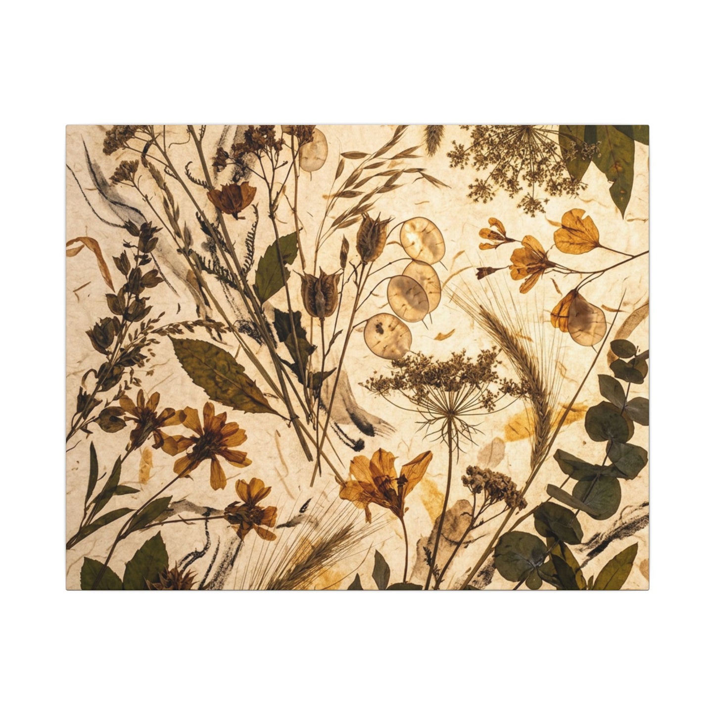 Dried Flowers Summer Canvas Art | Japandi Neutral Design