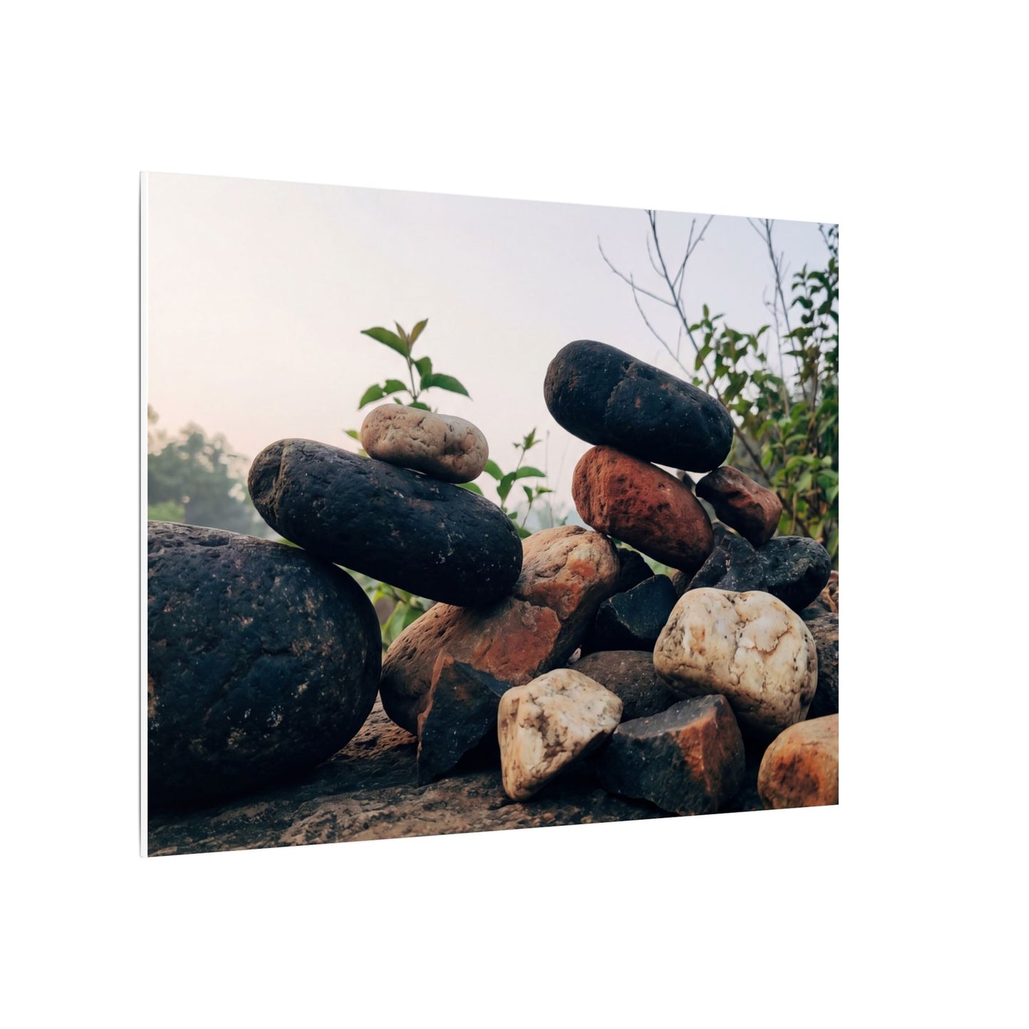 River Stones Canvas Art | Spring Kintsugi Broken Beauty Art