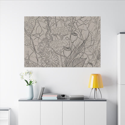 Summer Dried Flowers Minimal Line Canvas Art | Elegant Decor