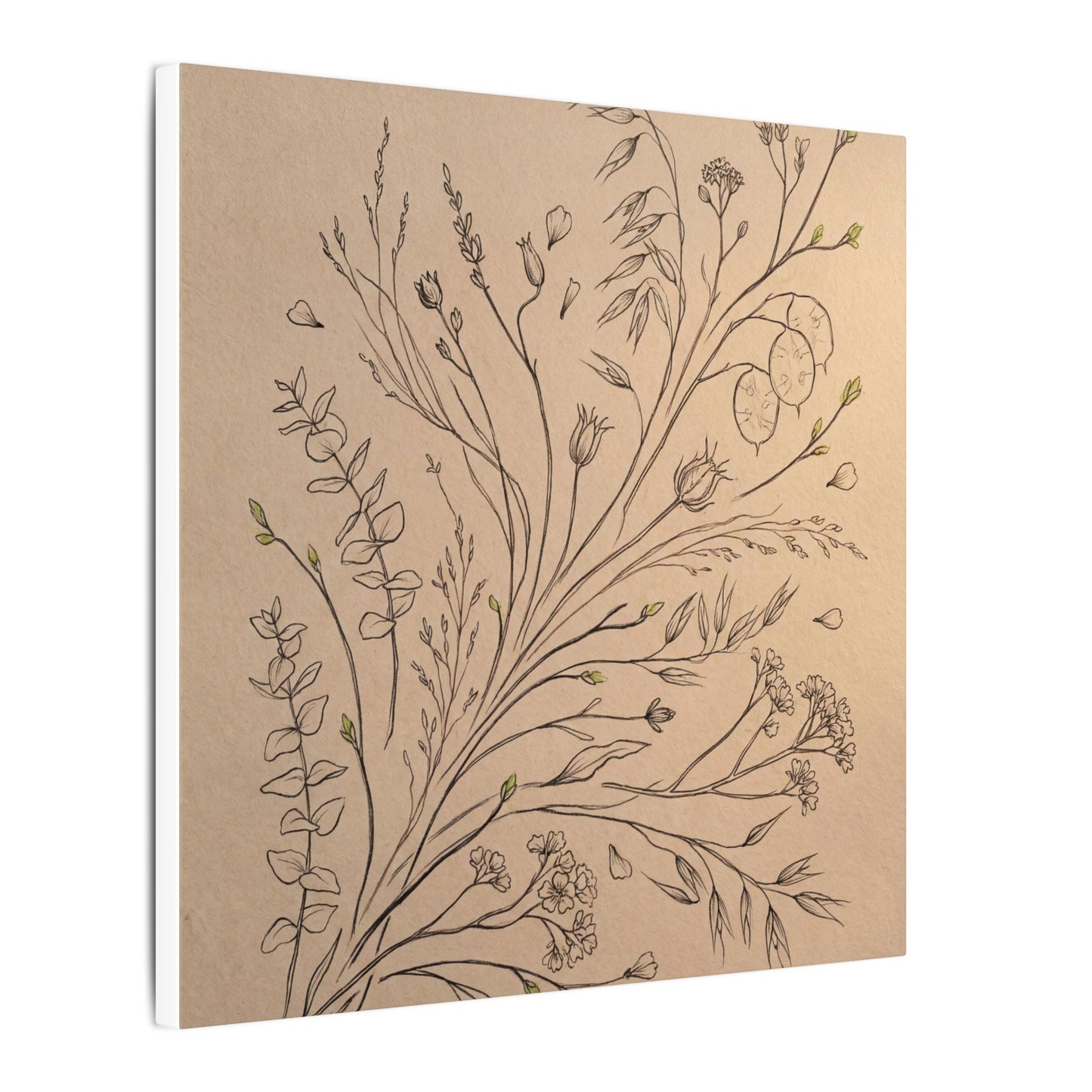 Dried Flowers Canvas Art | Spring Japandi Minimal Line Art