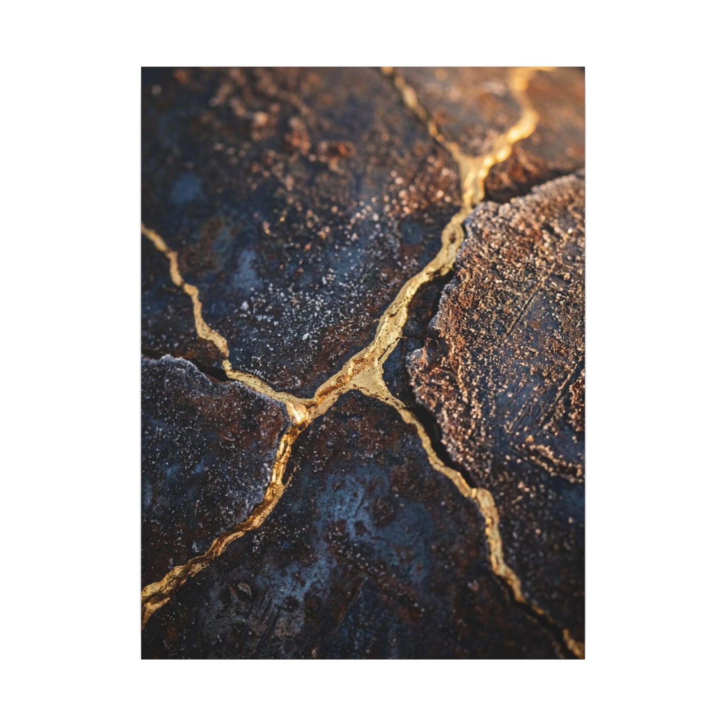 Winter Rust Patina Gold Vein Canvas Art | Resilient Decor