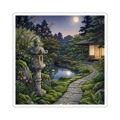 Kintsugi Moonlit Garden in Dawn | Gold Vein Sticker