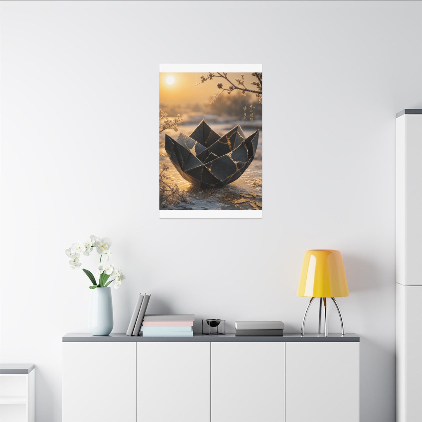 Kintsugi Paper Fold in Golden Hour | Gold Repair Canvas Art
