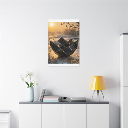 Kintsugi Paper Fold in Golden Hour | Gold Repair Canvas Art