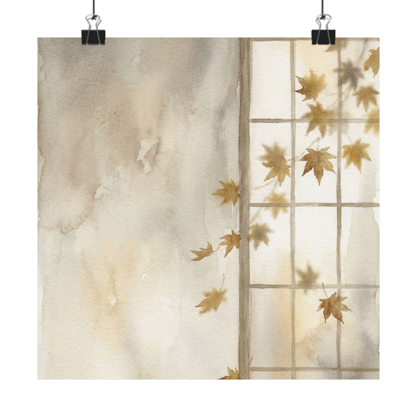 Elegant Shoji Screen Wall Art Print - Watercolor Japandi
