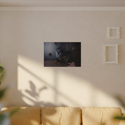 Dark Japandi Paper Fold in Dawn | Shadow Zen Canvas Art