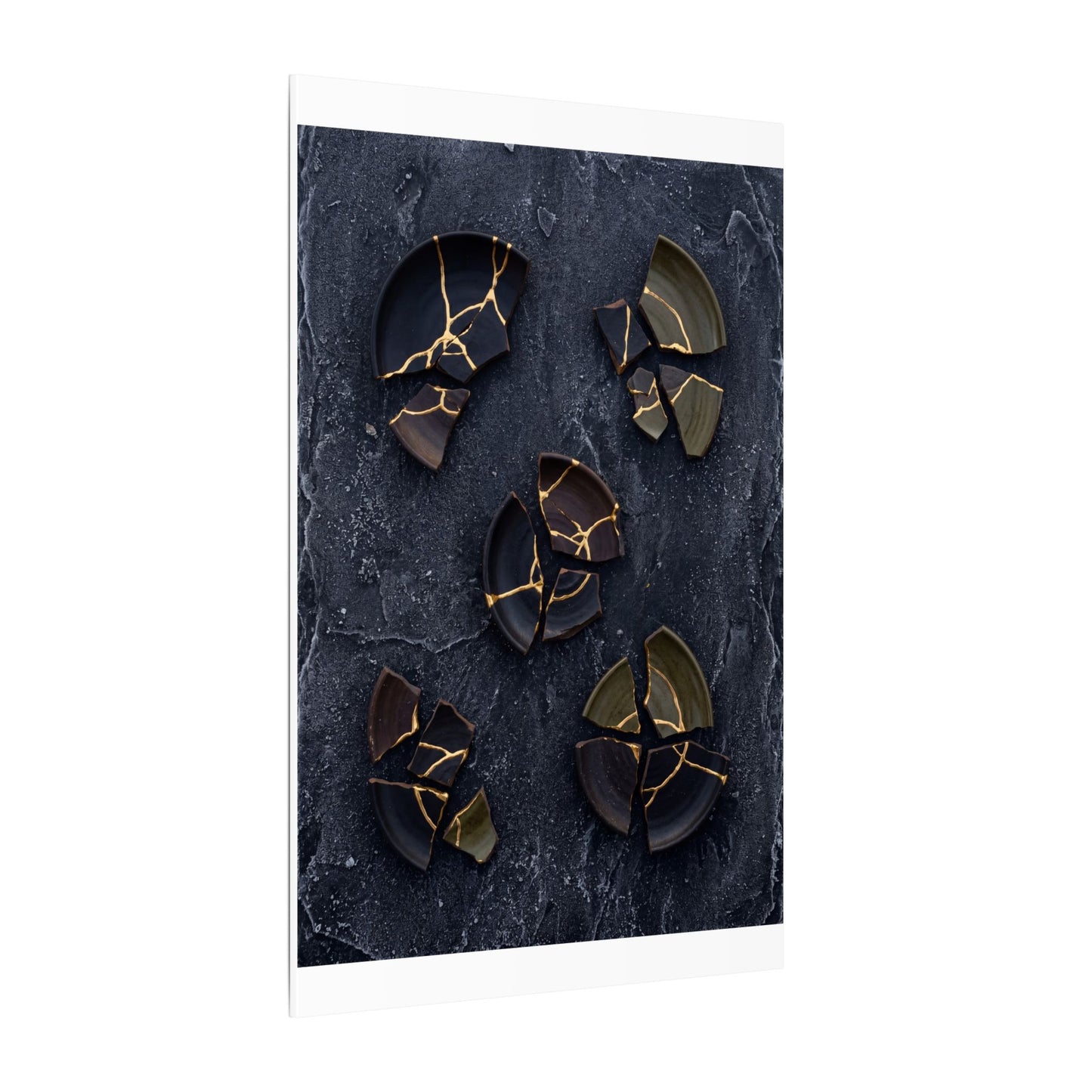 Broken Pottery Canvas Art | Winter Dark Japandi Shadow Zen Art