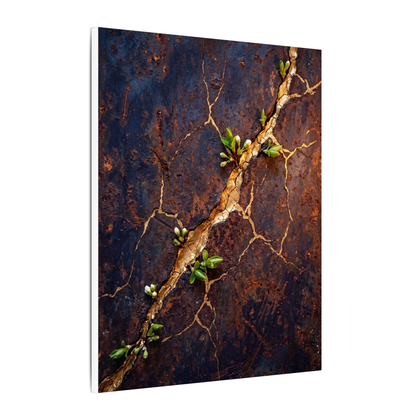 Rust Patina Spring Canvas Art | Kintsugi Resilient Design