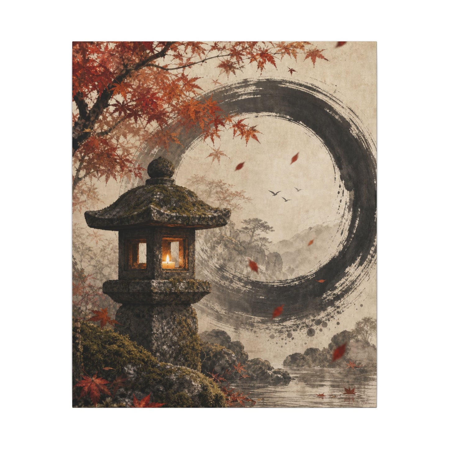Ma Stone Lantern Canvas Art - Zen Enso