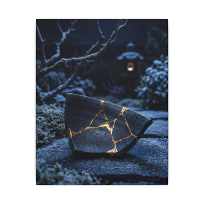 Moonlit Garden Winter Canvas Art | Kintsugi Artful Design