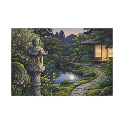 Spring Moonlit Garden Gold Vein Canvas Art | Resilient Decor
