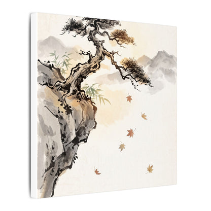 Peaceful Pine Tree Canvas Art - Sumi E Zen