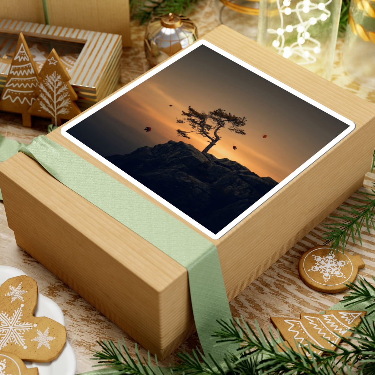 Ma Pine Tree Sticker - Dark Japandi Moody Minimal Art Print