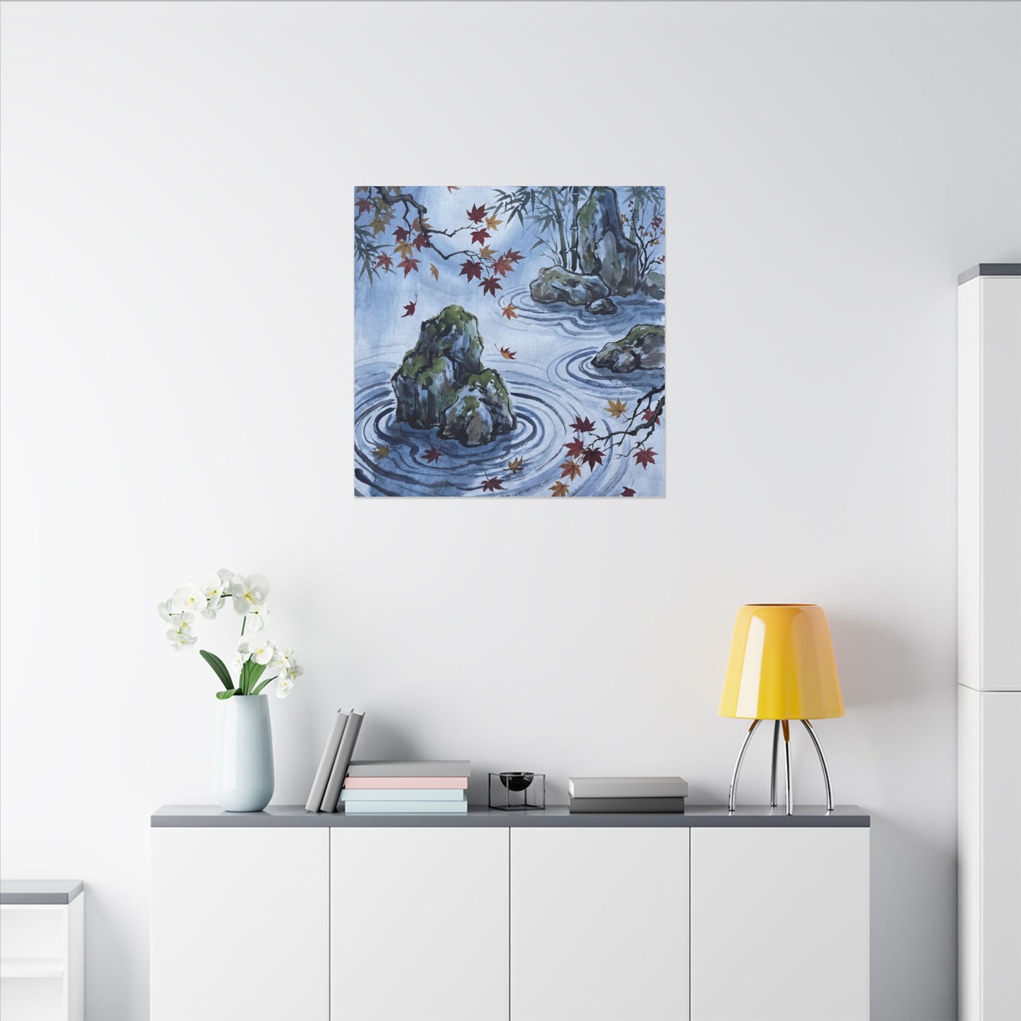 Rock Garden Autumn Canvas Art | Zen Tranquil Design