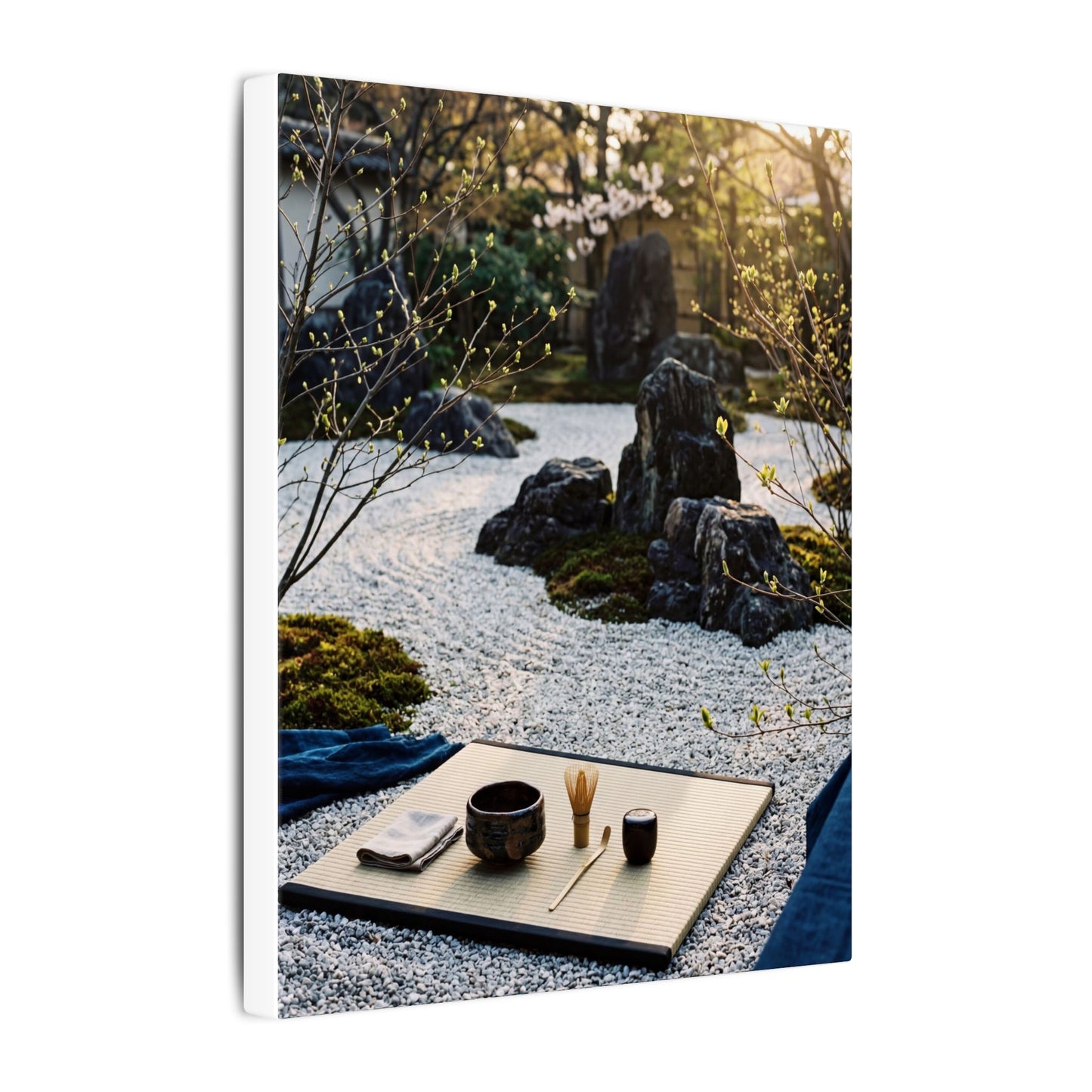 Zen Tea Ceremony in Golden Hour | Karesansui Canvas Art