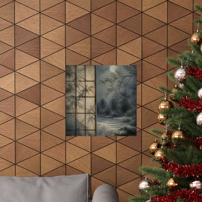 Winter Shoji Screen Watercolor Wall Art Print | Elegant Decor