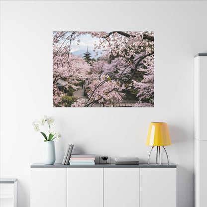 Cherry Blossom Winter Canvas Art | Dark Japandi Luxurious Design