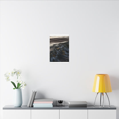 Dark Japandi Ocean Wave in Dawn | Moody Minimal Canvas Art