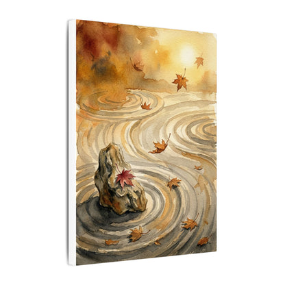 Autumn Rock Garden Watercolor Canvas Art | Neutral Decor