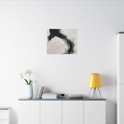 Ink Brushstroke Spring Canvas Art | Dark Japandi Sophisticated Design