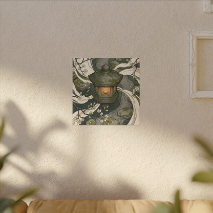 Zen Stone Lantern in Candlelight | Ukiyo E Inspired Canvas Art