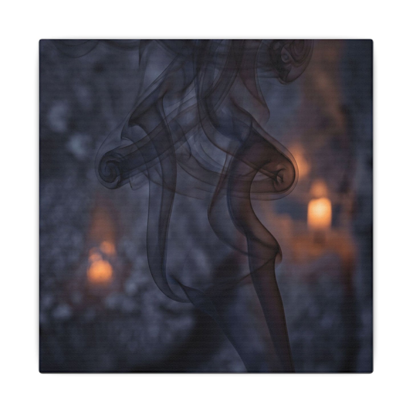 Incense Smoke Winter Canvas Art | Dark Japandi Sophisticated Design