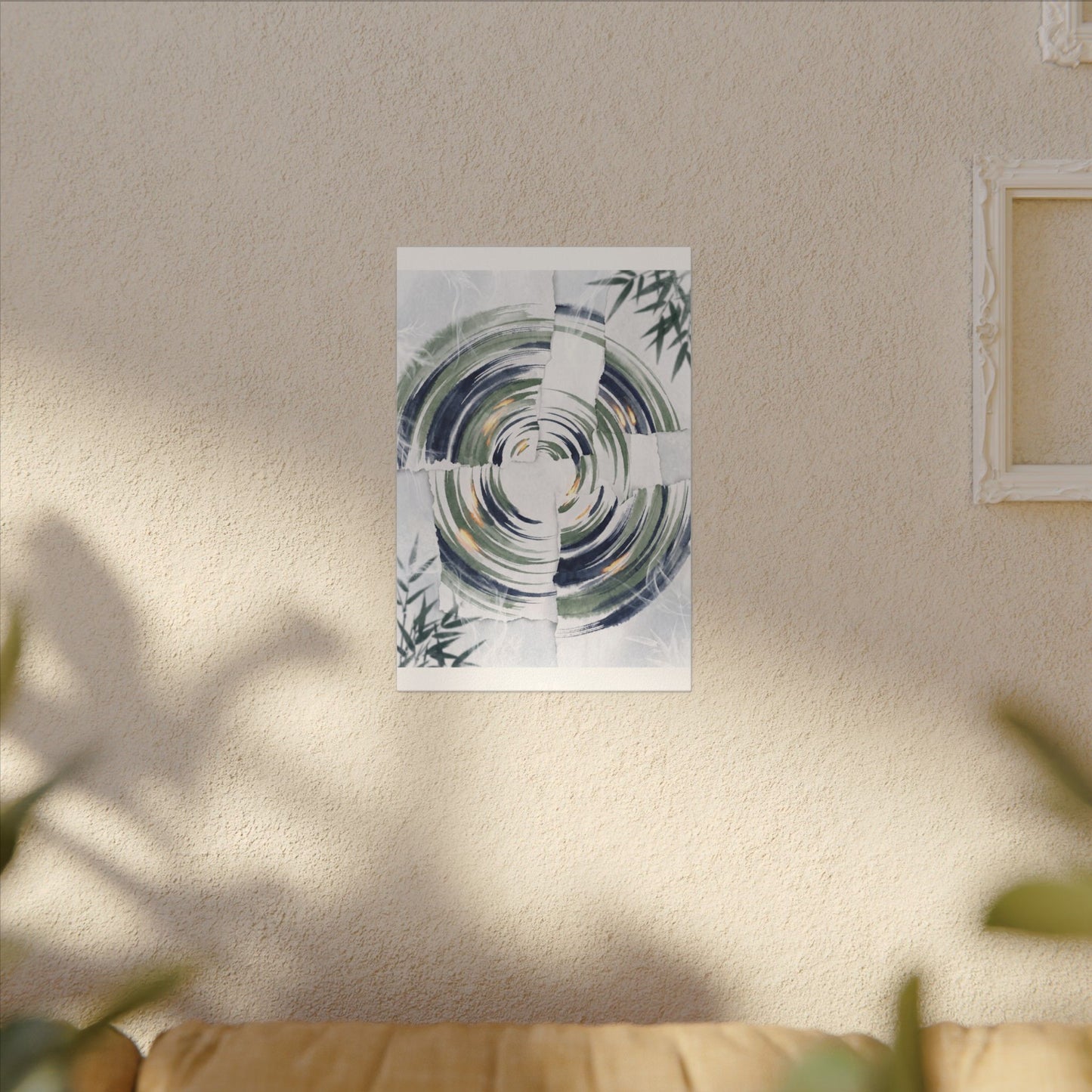 Winter Water Ripple Sumi E Canvas Art | Peaceful Decor