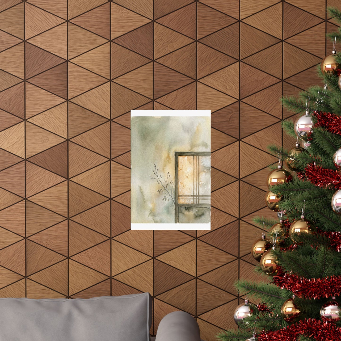Shoji Screen Winter Wall Art Print | Japandi Earthy Design