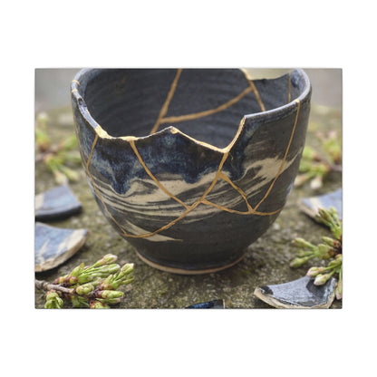 Datsuzoku Ceramic Bowl Canvas Art - Kintsugi Gold Repair