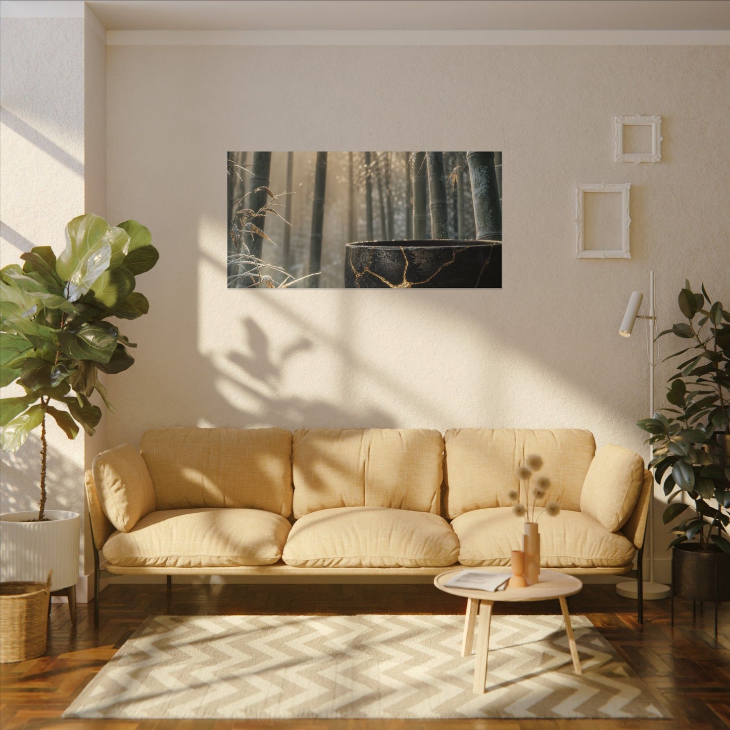 Fukinsei Bamboo Grove Canvas Art - Kintsugi Gold Repair
