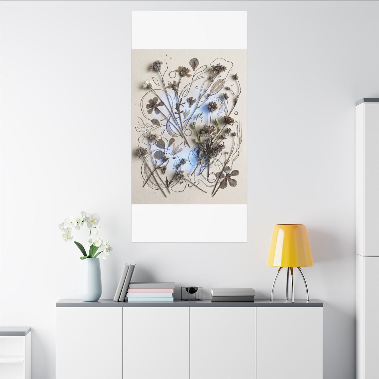 Dried Flowers Minimal Line Canvas Art | Elegant Japandi Art